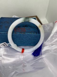 Myanmar🇲🇲 Jadeite A🌟💐 Drifting Green with Gold Inlay Circle Bangle ⚜️🤍64242679155458110