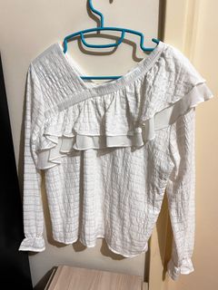 白色荷葉邊長袖上衣64243048672387110