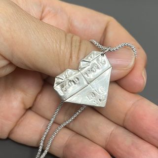 香港二手金銀店搜回 摺紙心形戀愛數字純銀925吊墜64237767474050110