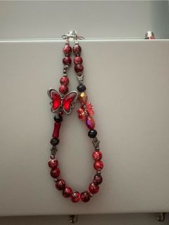 紅色合金蝴蝶 手機鏈/包掛64237768895490110