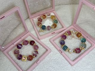 天然水晶手鏈 多色寶石 高質 螢石手串 15mm64244272788098110