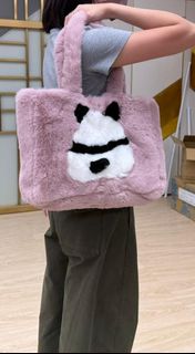 可愛熊貓毛毛手提袋 (兩色) - 尚餘少量64242491514753110