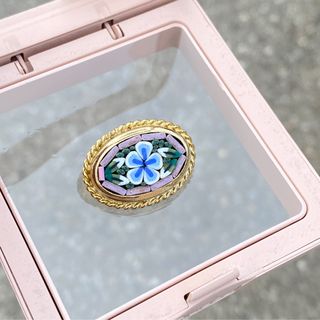 古董 西德 花卉馬賽克胸針 心口針64244796311426110