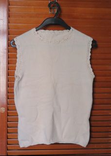 女裝 米黃色 小花邊 線質 背心 外套64235213597569110