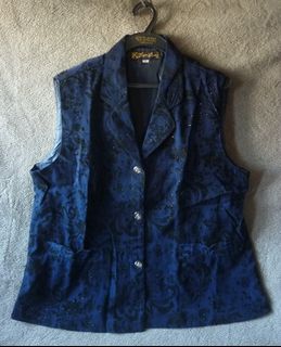 媽媽裝 深藍色 閃暗花 背心 外套 vest jacket64235021714946110