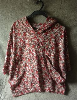 紅色 碎花 蝙蝠袖 上衣 tee64241281062659110