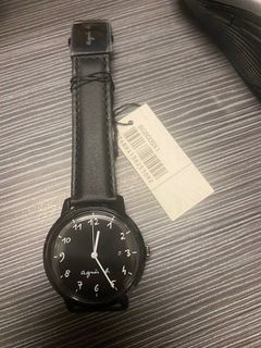 清倉正貨 全新 agnès b. Agnes b watch 黑色皮帶女裝石英手錶 簡約 文青 Japan (SEIKO 精工) 中性64238204286209110