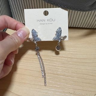 蝴蝶碎石耳環 AB款珍珠長耳釘優雅粉藍色耳飾64243381347587110