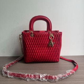 美國 Anne Klein 紅色車線皮革 手提 斜咩袋64239068922371110