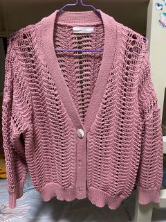 粉紅色鏤空針織衫 pink cardigan Made in Korea64239557323777110
