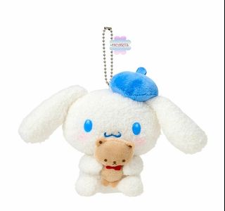 日本直送 Sanrio Cinnamoroll 玉桂狗 畫家毛帽系列 絨公仔配熊仔 小掛件 / 小吊飾 / 小掛飾 / 鑰匙扣 玩具  #C202510056  (現貨)64235516256259110