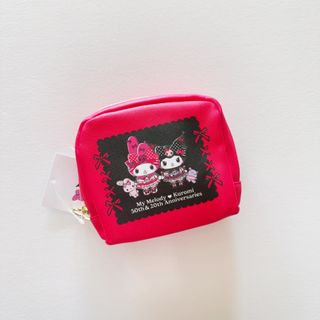 日本 SANRIO MY MELODY & KUROMI 50周年 & 20周年 粉色皮革 收納袋64236715334401110