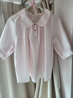 韓國正品女裝金色心心鈕扣粉色襯衫 #womansclothing64236131542147110