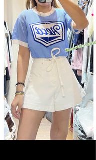 韓國顯瘦白色A cut綁帶蝴蝶結牛仔褲64243048927619110