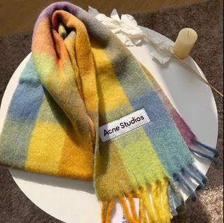 💎誠信賣家💎Acne彩虹格圍巾湖藍格色64234320410883110