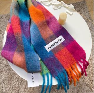 💎誠信賣家💎Acne 彩虹格圍巾紫羅蘭色64245341626755110