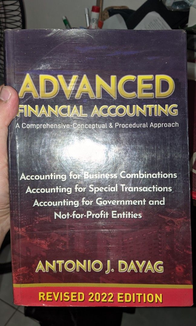 ADVANCED FINANCIAL ACCOUNTING DAYAG (Category: Textbooks) located in Pasig City. Submitted by Odyssey.Co (Listing ID 1399583937, Image 1). Description: ADVANCED ACCOUNTING 1-3 WITH HIGHLIGHTS.