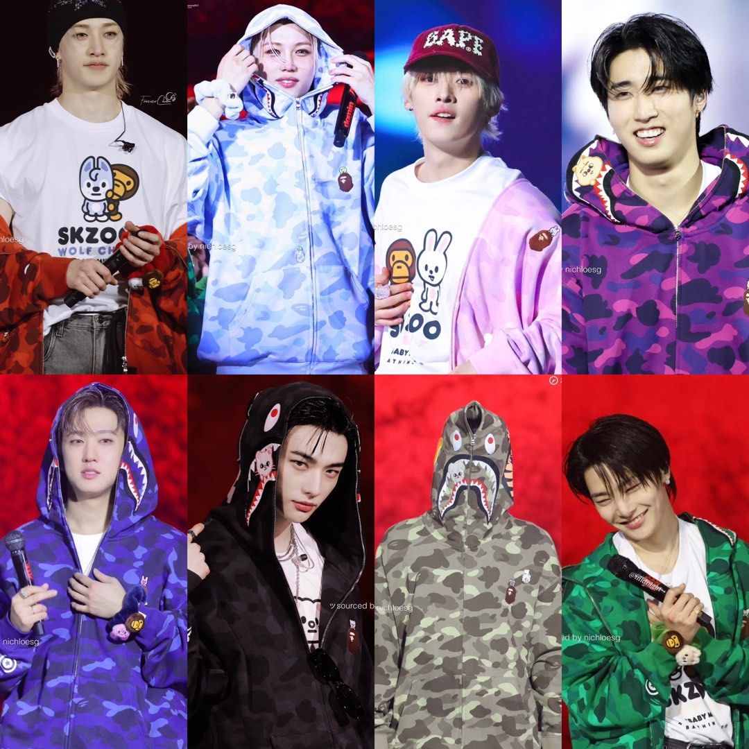 トップス straykids bape SHARK FULL ZIP HOODIE M BAPE X STRAY KIDS SHARK FULL ZIP HOODIE, Hobbies & Toys