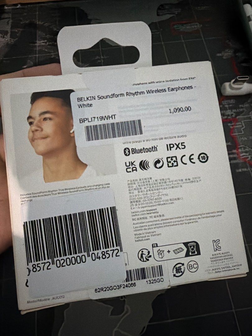 Belkin Soundform Rhythm True Wireless Earbuds (Category: Earphones) located in Quezon City. Submitted by beeeeeeeeb (Listing ID 1399598932, Image 2). Description: Sealed. Brand new Original price: 1090.