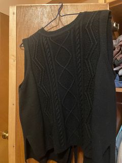 黑色麻花紋針織背心Black Knit Vest with Tie Back64239556786690110