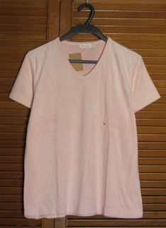 Blue Star 女裝 粉紅色 V領 毛巾質 短袖衫 上衣 tee64235212777603110