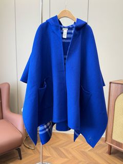 Burberry 博柏利 SS24小馬刺繡連帽中長款斗篷披風女款藍色64238204423299110