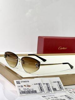 Cartier CT0431S 金色茶色太陽眼鏡64235806160257110