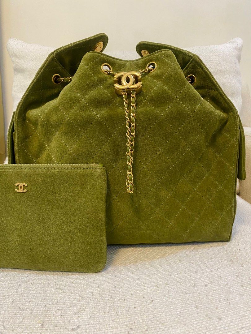 Chanel 25 Tote bag shoulder bag (Category: Luxury Bags & Wallets) located in Silang. Submitted by girlyouneedthis (Listing ID 1399489691, Image 2). Description: Chanel 25 Medium in super rare olive green color, suede material. Comes with box, and dustbag. Super beautiful in person. Super rare find 🥹🥹 No returns, No exchange, No refunds.