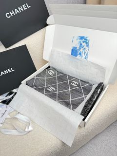 CHANEL Chanel [25P Spring/Summer] Color-Block Design - Gray Wool Scarf Unisex Couples Scarf64238735899906110