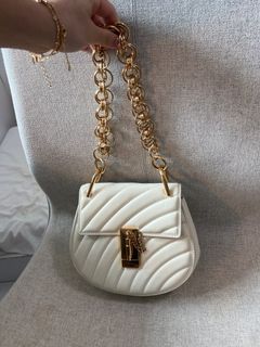 Chloe 白色菱格紋手袋配金色鏈條 名牌袋64235515771139110