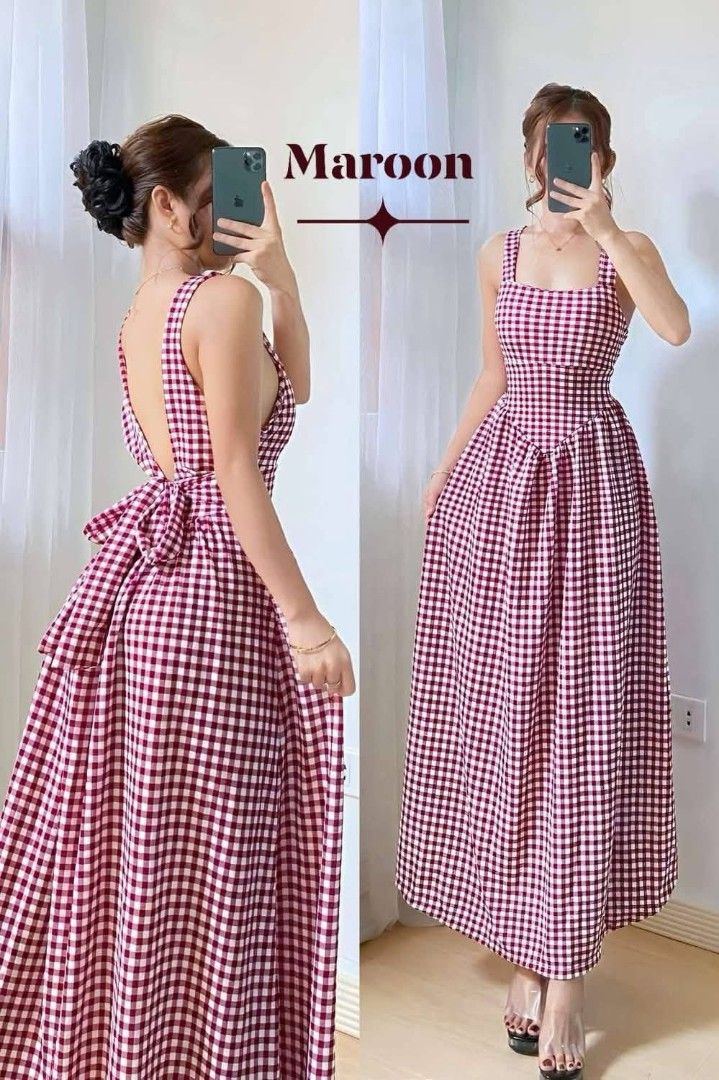DENISE PADDED MAXI DRESS (Category: Dresses) located in Cainta. Submitted by agirlnamedkatkatII (Listing ID 1399496044, Image 3). Description: DENISE MAXI PADDED DRESS P290.00 FREESIZE CAN FIT FROM SMALL-SEMI LARGE FABRICS: SOFT JO GINGHAM CREPE FABRIC OTHER DETAILS: LENGTH: 45" BUST: 34" WAISTLINE: 26" NOTE: PLEASE PROVIDE 2ND AND 3RD COLOR OPTIONS.