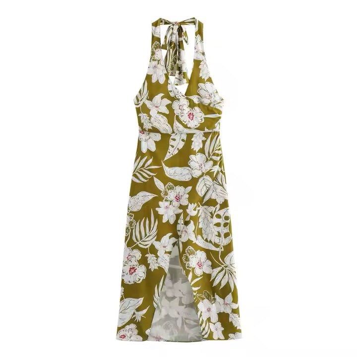 Floral Front Slit Halter Midi Dress (Category: Dresses) located in Quezon City. Submitted by preforsale (Listing ID 1399546686, Image 1). Description: Still with tags **used zara as helping tag only. Brand is Love, Ara.