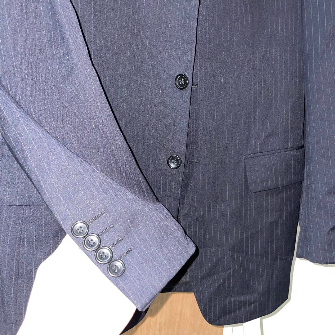 Garochi Super 150S Mix Wool Blazer Coat (Category: Coats, Jackets and Outerwear) located in Paranaque City. Submitted by eiiaaa (Listing ID 1399452752, Image 2). Description: - Garochi pinstripe blazer - Super 150S wool blend - 21 inches shoulder length - 32 inches full length - Classic three-button closure - Multiple pockets (inside & out) - Dry clean only - Stylish design.