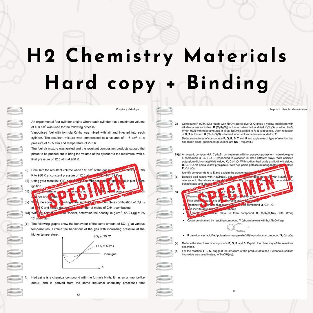 H2 Chemistry Challenging Practices (Organic and Physical Chemistry) with binding (Category: Assessment Books) located in Singapore. Submitted by chemistrymind (Listing ID 1399553573, Image 2). Description: Materials are curated and consolidated by a Chemistry educator with a PhD in Chemistry from NUS. Too many resources available but insufficient time? I’ve prepared materials which are essential for your exam preparations. *Limited time promotion