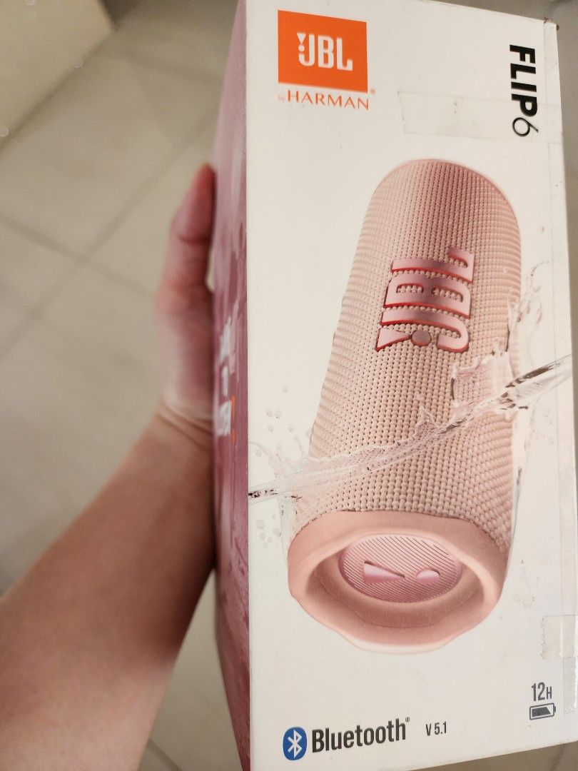 JBL Flip 6 Bluetooth Speaker (Category: Soundbars, Speakers & Amplifiers) located in Manila. Submitted by kmac1047 (Listing ID 1399480979, Image 1). Description: - Brand new, sealed JBL Flip 6 Bluetooth speaker - Stylish pink color - Features the iconic JBL logo - Bluetooth 5.1 for a stable connection - Up to 12 hours of playtime - Designed for adventure - Delivers bold, high-quality sound original SRP P7,499.