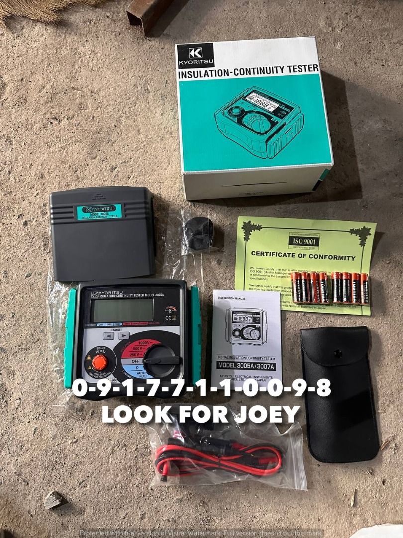 Kyoritsu Megger Tester (Category: Other Home Furniture) located in Manila. Submitted by joeyroque09 (Listing ID 1399499652, Image 1). Description: : Kyoritsu Megger Tester Specs: 3005A .