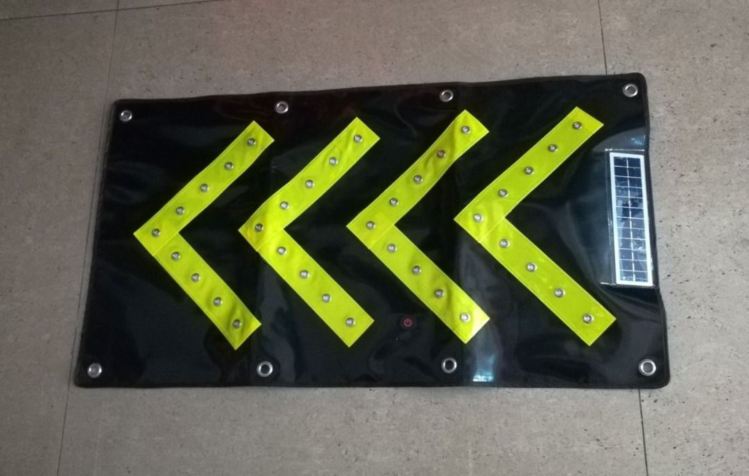LED Flashing Light Traffic Direction Arrow Signs (Category: Industrial Equipment) located in Manila. Submitted by townlites (Listing ID 1399456133, Image 1). Description: Material: PVC Size: 83x46cm LED Number: 36pcs LED lights color: amber/orange Function: Flashing Battery AA rechargeable with solar panel High Visibility, Portable, Flexible Widely used for the engineering vehicle, Safety marking vehicle, traffic control vehicles.
