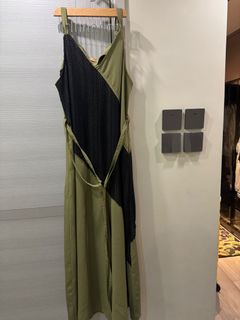 ln 613 橄欖綠拼接長裙64239924457346110