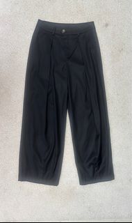 MADE IN LOREA VANT wide leg trousers pants in black for women 韓國製造韓版女裝闊身型格黑色西褲64236714425987110