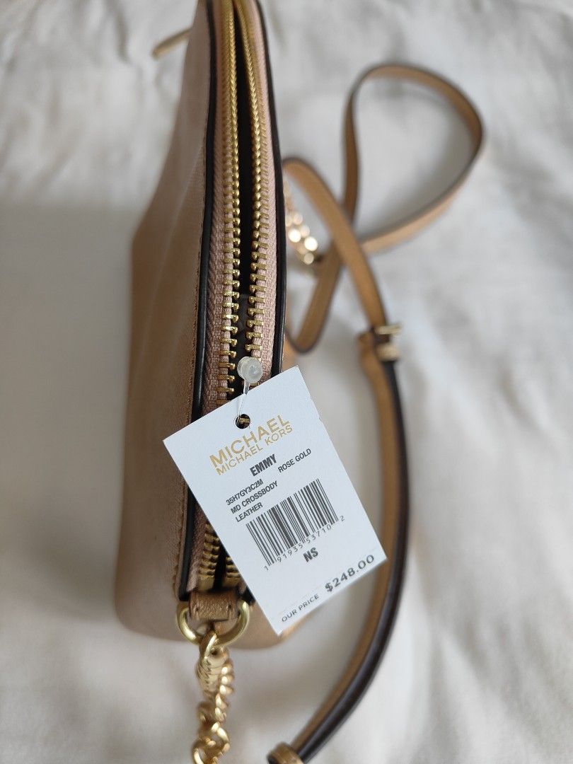 Michael Kors Emmy Rose Gold Crossbody Bag, Luxury, Bags Wallets