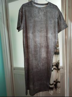日系文青寬鬆水泥色染布式百頁oversize grey concrete style long dress 長身裙64235515264386110
