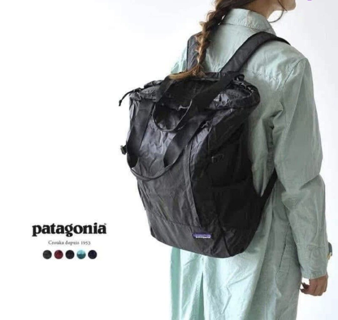 Patagonia Black Convertible Tote Pack (Category: Backpacks) located in Makati City. Submitted by kaecee. (Listing ID 1399503013, Image 2). Description: - Patagonia Tote Pack - Converts from tote to backpack - Black exterior - Multiple compartments - Adjustable straps - Patagonia logo patch - Durable and lightweight material - Top handles and backpack straps for carrying options.