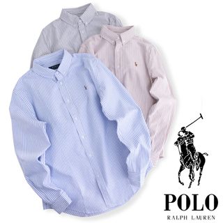Polo Ralph Lauren 牛津紡條紋Logo刺繡排扣翻領長袖休閒襯衫64236318498946110