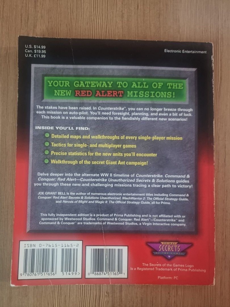 Prima's Command & Conquer Red Alert Counterstrike Guide (Category: PlayStation) located in Caloocan City. Submitted by readplaycollect (Listing ID 1399520690, Image 2). Description: Command & Conquer: Red Alert Counterstrike strategy guide. Used condition please manage your expectations Detailed maps and tactics for all missions. - Comprehensive walkthroughs for single and multiplayer modes. - Includes statistics for units and structures. - Featu