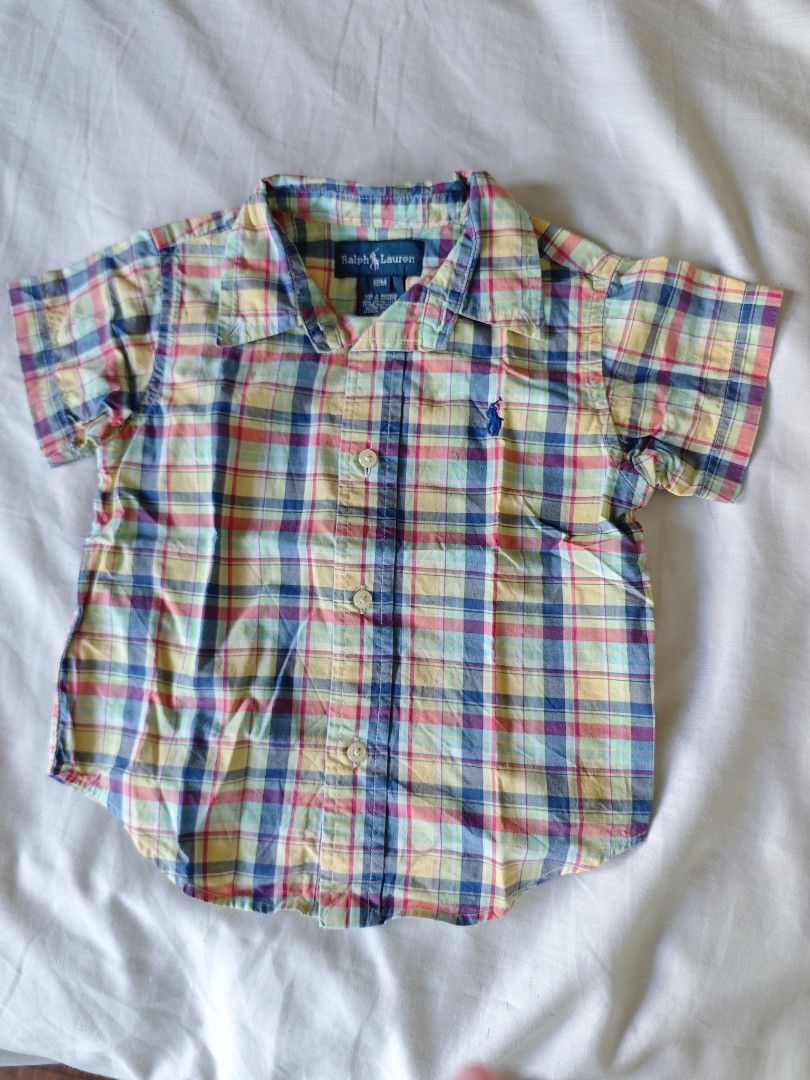 Ralph Lauren Plaid Shirt 18M (Category: Babies & Kids Fashion) located in Manila. Submitted by prelovedblvd (Listing ID 1399461891, Image 1). Description: - Ralph Lauren short-sleeved shirt - Colorful plaid pattern - Button-down front - Embroidered logo on chest - Size: 18M - Material: 100% cotton - Made in Indonesia -My Son's Personal Preloved -Very pogi, porma and elegant when worn -Decluttering -Used a few times only, kids grow so fast -Needs 