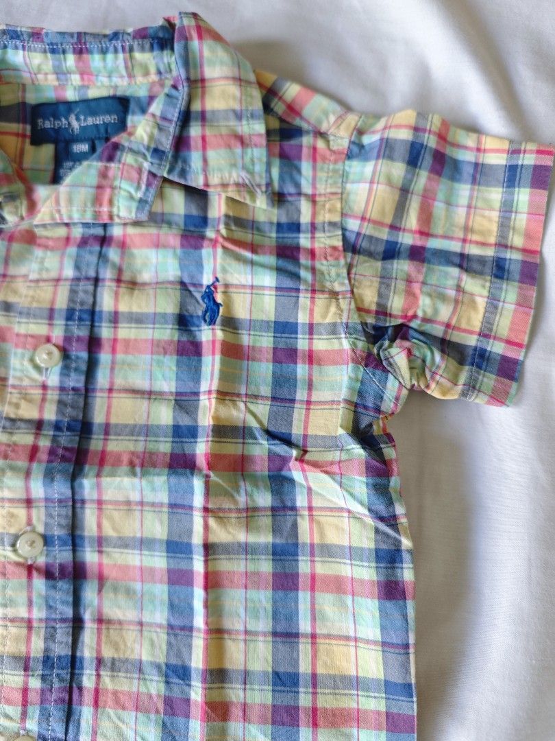 Ralph Lauren Plaid Shirt 18M (Category: Babies & Kids Fashion) located in Manila. Submitted by prelovedblvd (Listing ID 1399461891, Image 3). Description: - Ralph Lauren short-sleeved shirt - Colorful plaid pattern - Button-down front - Embroidered logo on chest - Size: 18M - Material: 100% cotton - Made in Indonesia -My Son's Personal Preloved -Very pogi, porma and elegant when worn -Decluttering -Used a few times only, kids grow so fast -Needs 