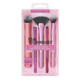 Real Techniques Professional Makeup Brush 5-Piece Set (Foundation + Blush + Eyeliner + Lip Brush + Fan) Artist Essentials Cruelty-Free64245518299906110