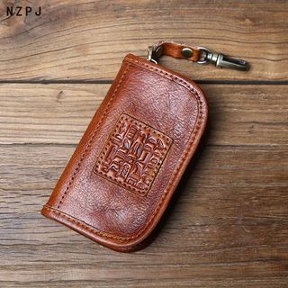 Retro Leather Men's Car Key Bag Top Layer Cowhide Multi-Function Waist Bag Coin Purse Brown Ladies Card Wallet NZPJ64233811404674110