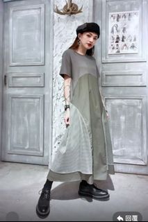 ROCOCO 拼接軍綠色長裙64239556904962110