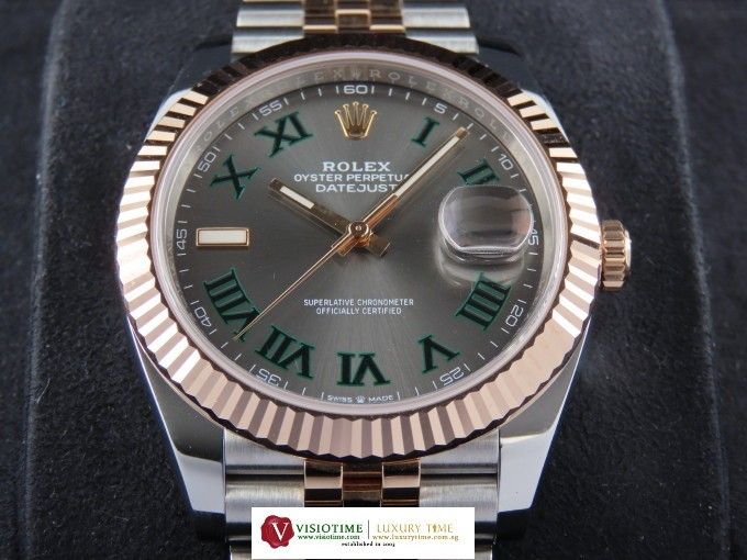 Rolex Datejust 41 18 Rose Gold Stainless Steel Wimbledon